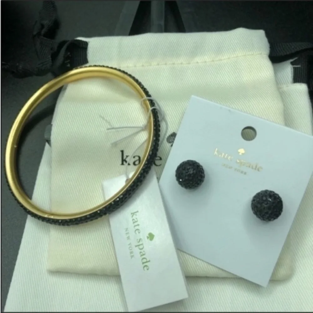 Kate spade black pave stone bangle bracelet - Picture 3 of 5